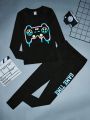 SHEIN Young Boy Gamepad & Letter Graphic PJ Set