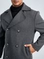 SHEIN Extended Sizes Men Plus Lapel Neck Double Breasted Overcoat