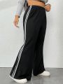 Plus Striped Side Flare Leg Pants