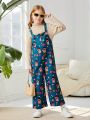 Elenapugger Tween Girl 1pc Cartoon Graphic Overall Jumpsuit Without Sweater