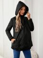 SHEIN Maternity Zip Up Drawstring Hooded Puffer Coat