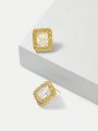 MOTF PREMIUM 18K GOLD PLATED GEOMETRIC RECTANGLE DESIGN & MINIMALIST STYLE STUD EARRINGS