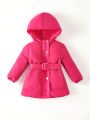 Baby Girl Hooded Belted Puffer Coat