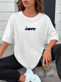 Yiwd Women'S Round Neck Letter Print Oversized T-Shirt