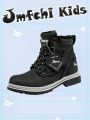 JMFCHI Kids Hiking Boots Boys Snow boots for Kids Waterproof Winter for Girls Warm Fur Lined Slip Resistant Outdoor Black