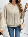 SHEIN Frenchy Women's Plush Zip Jacket