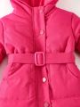 Baby Girl Hooded Belted Puffer Coat