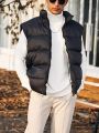 Manfinity Homme Men Plus Solid Zip Up Puffer Vest Coat