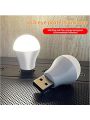 Plug in LED Night Light, Mini USB LED Light, LED Portable car Bulb, Warm White, Ideal for Bedroom(White Light)
