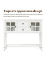 Sideboard Console Table with Bottom Shelf, Farmhouse Wood/Glass Buffet Storage Cabinet Living Room