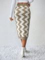 SHEIN Essnce Chevron Pattern Knit Skirt