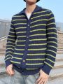 Men's Striped Button-up Cardigan