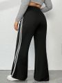 Plus Striped Side Flare Leg Pants