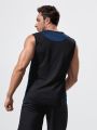 Men Color-block Top-stitching Sports Tank Top