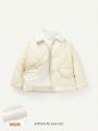 Cozy Cub Baby Boy Borg Collar Flap Detail Quilted Coat Without Sweater
