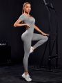 Yoga Basic Women'S Seamless Mock Neck Sports Jumpsuit