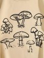 Women's Mushroom Printed Fleece Sweatshirt