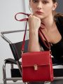 SHEIN BIZwear Fashionable Solid Color Pu Crossbody Flap Square Bag For Women, Suitable For Commuting