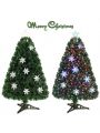 Gymax Fiber Optic 3' PVC Artificial Christmas Tree LED Lights Snowflakes Decoration