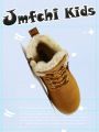 JMFCHI Kids Hiking Boots Boys Snow boots for Kids Waterproof Winter for Girls Warm Fur Lined Slip Resistant Outdoor Yellow