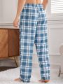 Men's Plaid Pattern Lounge Pants With Pockets