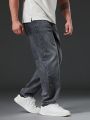 Men Plus Slant Pocket Straight Leg Jeans