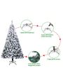 6FT PVC Flocking Christmas Tree 1202 Branches Spread Out Naturally Tree