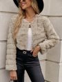 SHEIN Clasi Solid Color Cropped Plush Jacket