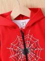 Baby Girl Spider Web Print Zip Up Hooded Jacket