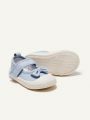 Cozy Cub Girls' Light Blue Bowknot Canvas Flat Cute Comfortable Casual Princess Shoes