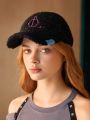 HARRY POTTER X SHEIN Deathly Hallows Black Plush Baseball Cap
