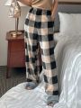 DAZY Plaid Furry Straight Pants For Pajamas