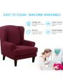 Wingback Armchair Cover Stretch Slipcover Elastic Wing Chair Cvoer Protector 2 Pieces