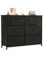 Furmax Fabric Dresser, Dresser for Bedroom Storage Drawers Tall Dresser Storage Tower with 8 Drawers, Chest of Drawers with Fabric Bins, Wooden Top, Steel Frame for Bedroom, Closet, TV Stand, Entryway