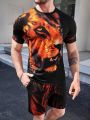 Manfinity LEGND Men's Lion Print T-shirt And Shorts Set