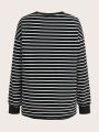 SHEIN Maternity Striped Long Sleeve Round Neck T-Shirt