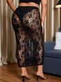 SHEIN SXY Plus Size High Waist Lace Skirt Without Underwear