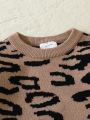 Baby Boys' Long Sleeve Leopard Print Jumpsuit Sweater