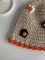 1pc Women's Multicolor Handmade Crocheted Cute Floral Knitted Beanie, Autumn And Winter Warm Ear Protection Head Cap