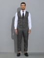 Manfinity Men's Plaid Button Vest Pants Suit Set