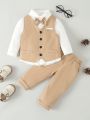 Baby Boys' Vest And Pants Suit, 2pcs/set (shirt Not Included)