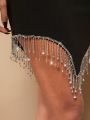 LOVING U Rhinestone Fringe Mock Neck Dress