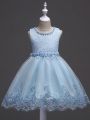 Little Girls' Sleeveless Beaded Lace And Mesh Tulle Dress For Formal Occasions