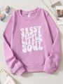 SHEIN Kids EVRYDAY Tween Girls' Letter Print Sweatshirt