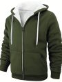 Men's Zipper Hooded Fleece Sweatshirt With Drawstring Design