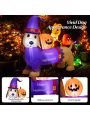 Gymax 5FT Inflatable Halloween Dachshund Dog & Ghost Pumpkin Holiday Decor w/ LED Lights