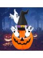 Halloween Inflatable Pumpkin, 5FT Halloween Blow Up Decoration White Ghost Inflatables with Build-in LEDs for Party, Yard, Lawn, Garden, Holiday Decor