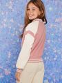 Girls' Sequined Number Embroidery Baseball Jacket