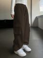 DAZY Drawstring Waist Flap Pocket Side Striped Sweatpants