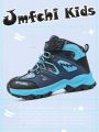 JMFCHI Kids Snow Boots Boys Hiking boots for Kids Waterproof Winter Snow Boots for Girls Warm Fur Lined Slip Resistant Outdoor Black Blue